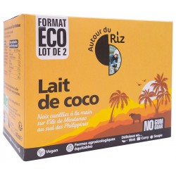 Lait de coco Bio et Equitable | Format Economique | 2 x 400ML | autour du Riz|